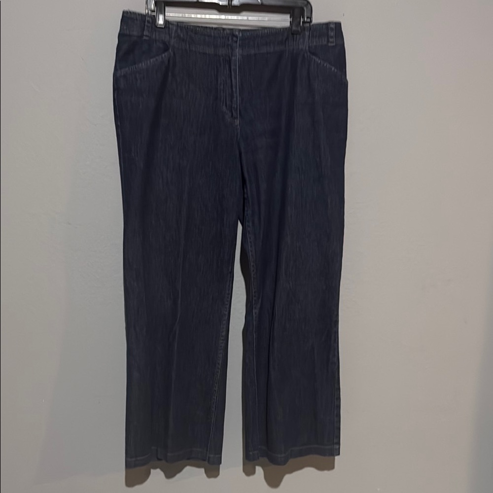 J Jill wide leg Stylish Dark Blue Wash Denim jeans Pants waist 38 - Picture 2 of 11
